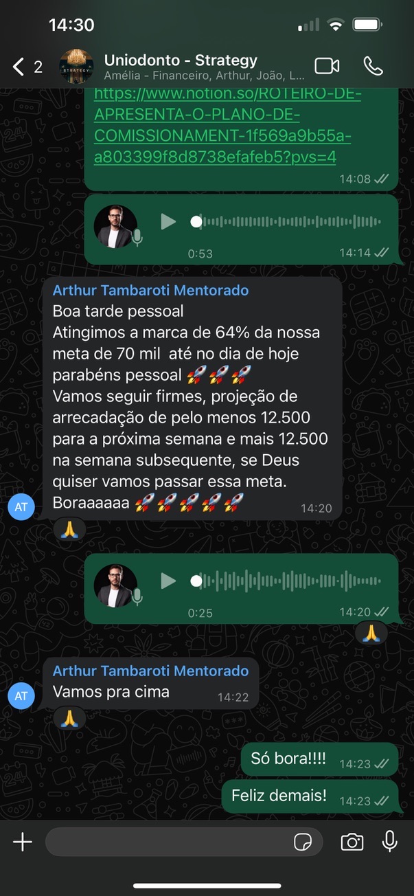Mensagem de mentorado: 64% da meta de 70 mil atingida