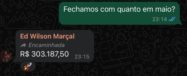 Mensagem: fechamento de maio em R$ 303.187,50